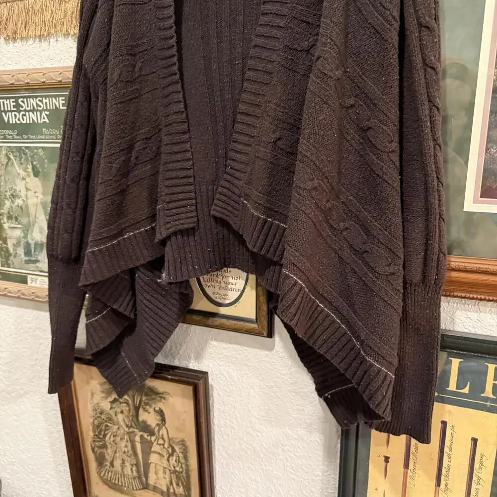 Vintage 00s‎ RARE Hollister Brown Open Cardigan Knit Designer Sweater Size Large